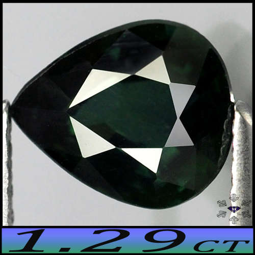 1.29ct Deep Bluish Green Sapphire Gem - SI - Madagascan Modern Mix Facet Pear (Heated)
