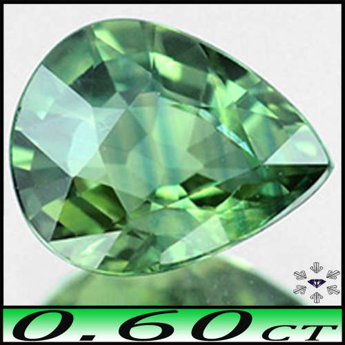 0.60ct Songea Tanzania Medium Green Sapphire - SI - Natural Pear Gem (Gentle Heat)
