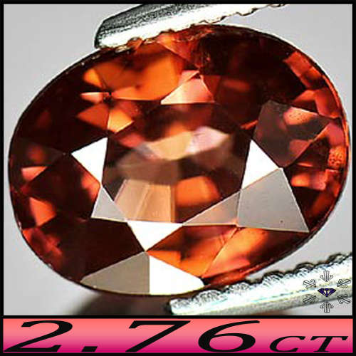 2.76ct Vivid Reddish Brown Imperial Zircon - VS - Natural Unheated Tanzanian Oval Gemstone