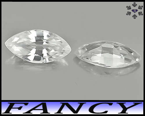 1.53ct Two Brilliant White Zircon Gems - VS - Matching Pair Cambodian Precision Marquise