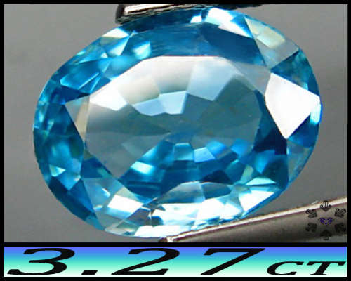 3.27ct Natural Unheated Brilliant Blue Zircon - SI - Cambodian Multi-Faceted Oval Gem
