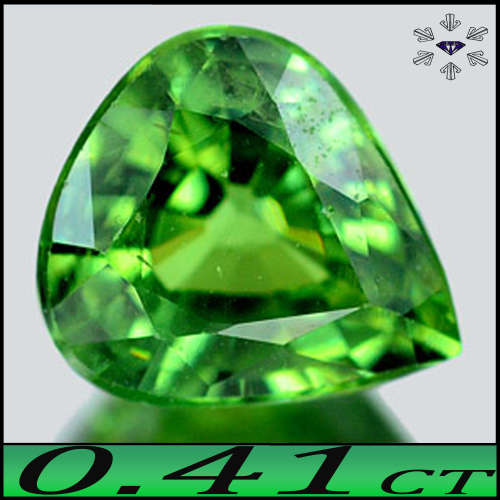 0.41ct Vary Rare Brilliant Demantoid Garnet - VS - Intense Medium Green Pear Gemstone