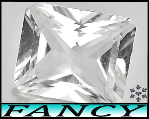 6.59ct Unheated Natural Diamond White Topaz - VS - Fascinating Fancy Faceted Square Princess