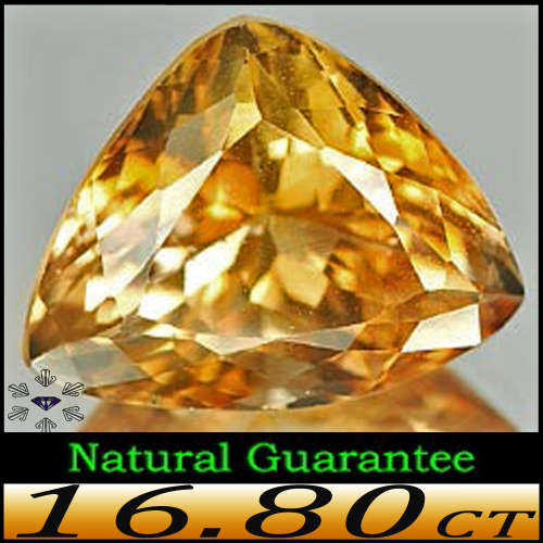16.80ct Imperial Champagne Topaz Trilliant - VVS - Medium Strong Orange Slightly Brownish Gem