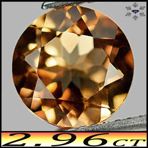 2.96ct Untreated Brilliant Brazilian Topaz Gem - SI- Imperial Champagne Fancy Faceted Round