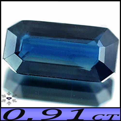 0.91ct Greenish Vivid Blue Unheated Sapphire - VS - Natural Step Faceted Octagon Gem