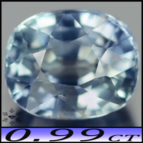 0.99ct Unheated Light Blue Sapphire Gem - SI - Fancy Multi-Facet Ceylon Cushion