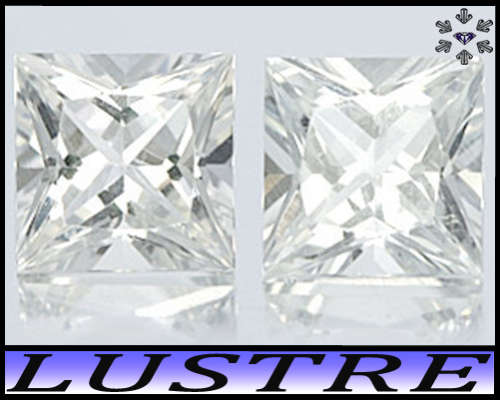 0.45ct Two Unheated Brilliant White Sapphire - IF - Flawless Pair Fancy Princess Gems