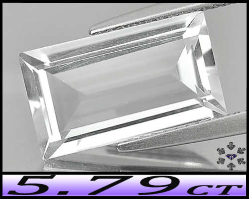 5.79ct Unheated Diamond White Topaz - VVS - Stunning Ouro Preto Stepped Baguette