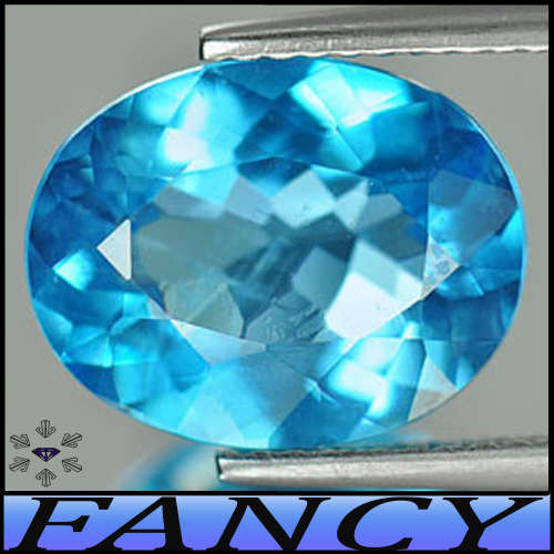 5.11ct Untreated Vivid Blue Topaz - VVS - Fancy Brazilian Multi-Facet Oval