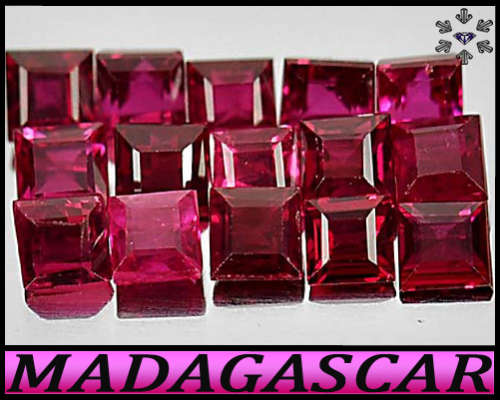 0.73ct Purplish Deep Red Ruby Parcel - VS - Nine Stunning Stepped Squares (Heated)