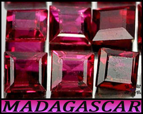 0.54ct Five Purplish Pink Ruby Gems - VS - Matching Princess Squares (Heated Gently)