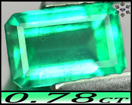 0.78ct Columbian Bright Green Emerald Gem - VS - Unheated Gorgeous Stepped Octagon