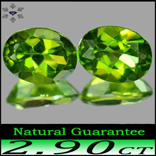 2.90ct Two Gorgeous Green Topaz - VVS - Pair Perfect Brilliant Bolivian Ovals