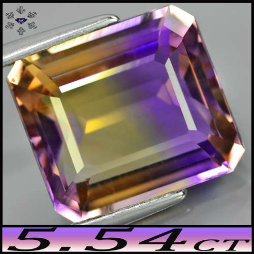 5.54ct Fancy Purple Violet to Honey Ametrine - VVS - Uruguay Step Facet Octagon Gem
