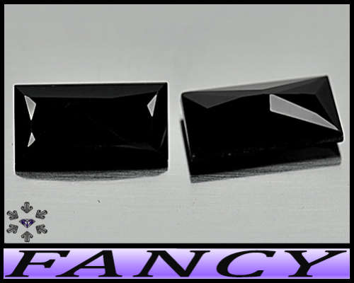 4.24ct Natural Diamond Black Spinel Pair - Two Unheated Thailand Baguette Gems