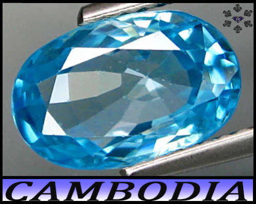 3.50ct Ravishing Vivid Blue Cambodia Zircon - VVS - Perfect Multi-Faceted Oval Gem