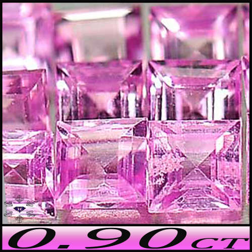0.90ct Seven Fancy Medium Pink Sapphire - VS - Clean Tanzania Square Gems (Heated)