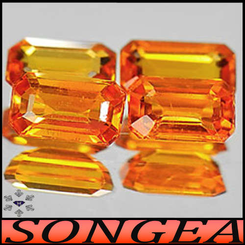0.75ct Brilliant Intense Orange Sapphire Gems - VVS - Two Fancy Step Facet Octagons (Heated)