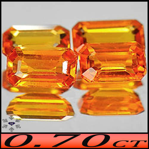 0.70ct Brilliant Intense Orange Sapphire Pair- VVS - Two Matching Stepped Octagons