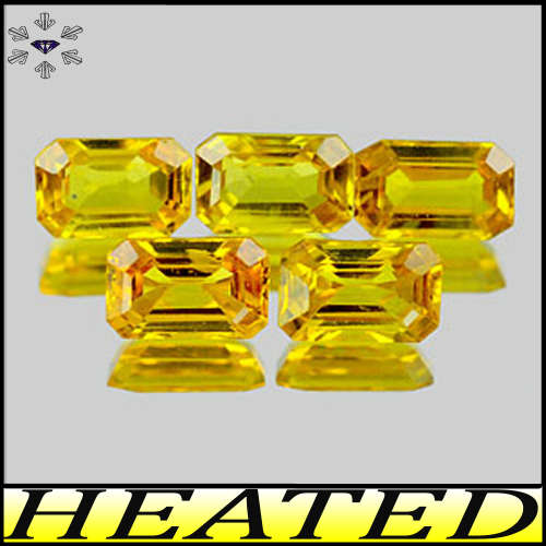 0.88ct Intense Yellow Matching Sapphire Pair - VS -  Two Songea Stepped Octagons