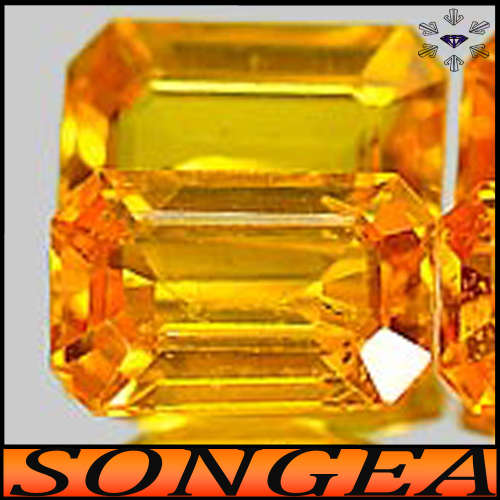 1.25ct Two Vivid Orange Sapphire Gems - VS - Pair Matching Brilliant Stepped Octagons