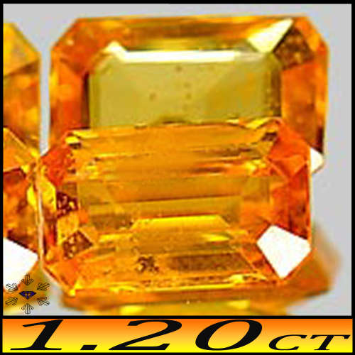 1.20ct Pair Vivid Orange Matching Sapphire - VVS - Two Brilliant Stepped Octagon Gems