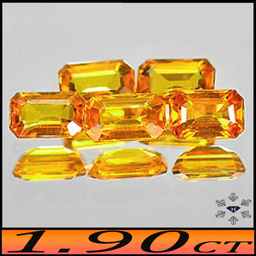 1.90ct Five Matching Vivid Orange Sapphire - VS - Brilliant Stepped Octagon Gems (Heated)