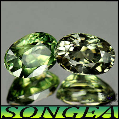 1.45ct Pair Medium Deep Green Sapphire - VS - Unheated Matching Tanzanian Ovals