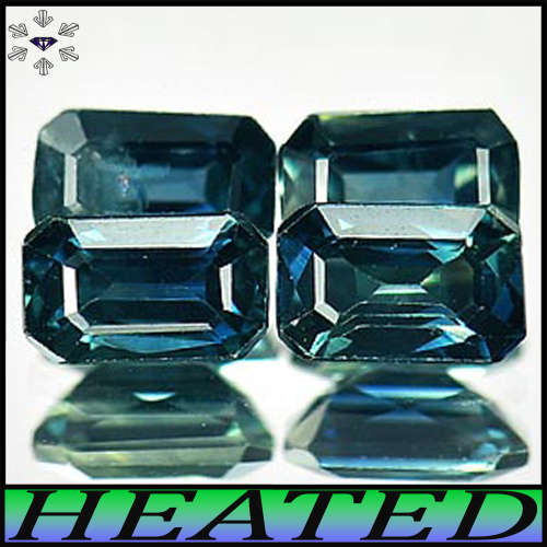 0.85ct Two Medium Deep Blue Sapphire - VS - Pair Madagascan Octagon Gems (Heated)