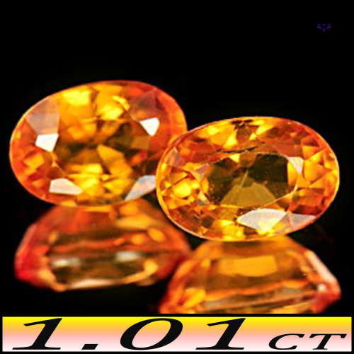 1.01ct Two Matching Songea Sapphire - VS - Intense Orange Oval Gem Pair