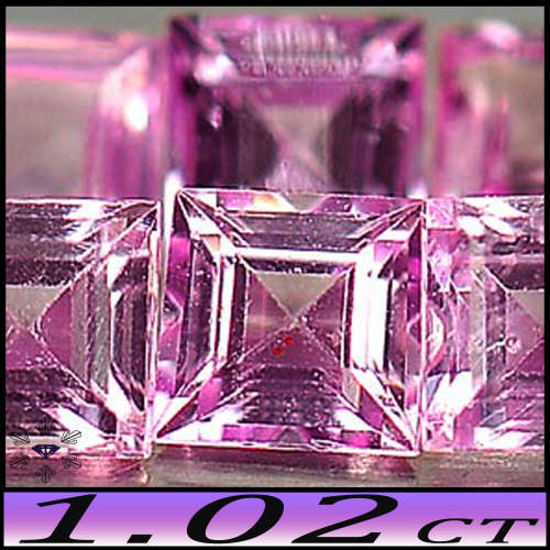 1.02ct Five Fancy Medium Deep Pink Sapphire - VS - Matching Unheated Tanzania Square Gems