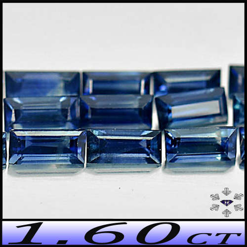 1.60ct Deep Blue Matching Parcel Sapphire - VS - Fifeteen Natural Baguette Gems