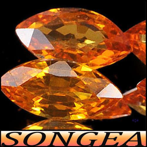 0.91ct Two Vivid Orange Sapphire - VVS - Pair Brilliant Marquise Gems (Heated)
