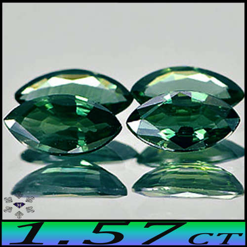 1.57ct Two Medium Deep Green Sapphire - SI - Matching Tanzanian Marquise (Heated)