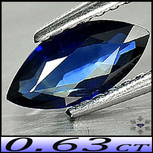 0.63ct Unheated Medium Deep Blue Sapphire - SI - Madagascan Marquise Gemstone