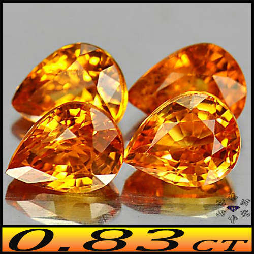 0.83ct Two Matching Intense Orange Sapphire - VS - Songea Modern Pear Pair (Heated)