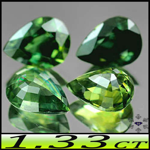 1.33ct Two Matching Medium Deep Green Sapphire - VS - Pair Tanzanian Pear Gems (Heated)