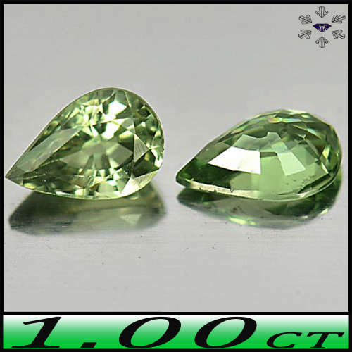 1.00ct Two Matching Medium Deep Green Sapphire - VS - Pair Madagascan Pear Gems (Heated)