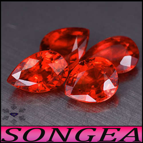 1.02ct Intense Red Songea Sapphire Pair - VS - Two Perfect Matching Pear Gems (Heated)