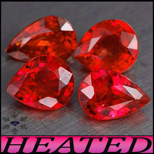 1.03ct Pair Intense Red Sapphire Gems - VS - Two Matching Songea Pears (Heated)