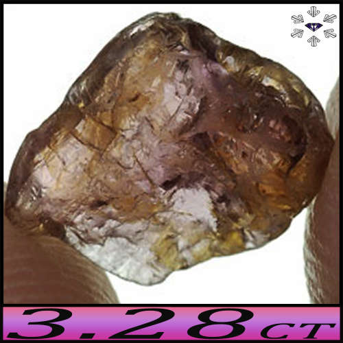 3.28ct Natural Unheated Unpolished Sapphire - Orange Violet Rough Gem (Semi-Transparent)