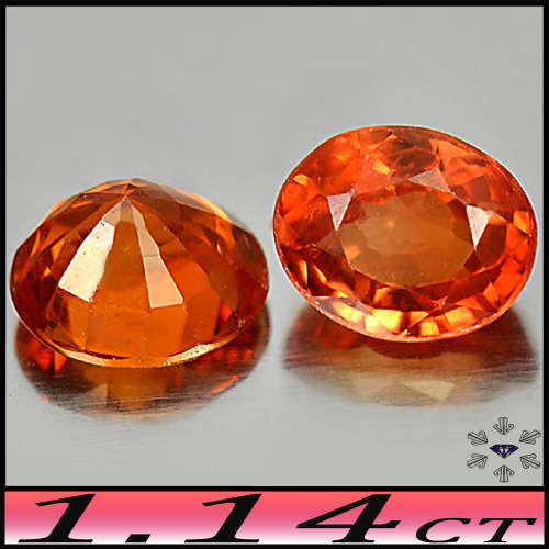 1.14ct Natural Orange Sapphire Pair - VS - Two Charming Songea Ovals (Heated)
