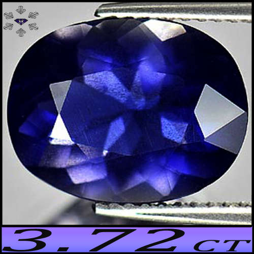 3.72CT Unheated Top Vivid Violet Blue Iollite - SI - Madagascan Gem Quality Fancy Oval