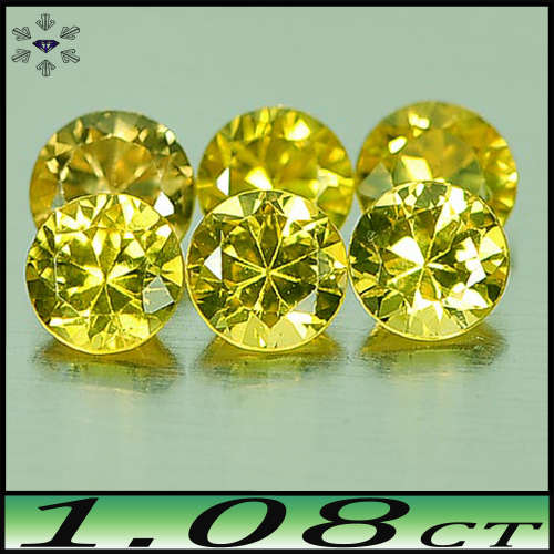 1.08ct Medium Yellow Sapphire Gems - VS - Six Matching Brilliant Rounds (Heated)