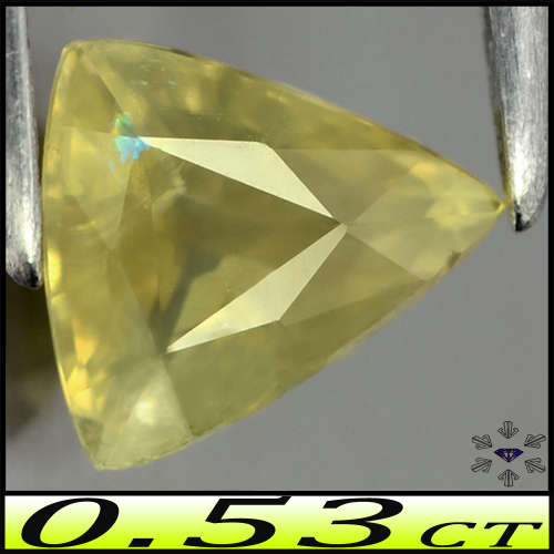 0.53ct Light Greenish Medium Yellow Sapphire - SI - Unheated Tanga Tanzania Trilliant Gem