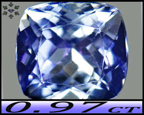 0.97ct Unheated Violet Deep Blue Tanzanite - VS - Natural Modern Faceted Cushion Gem