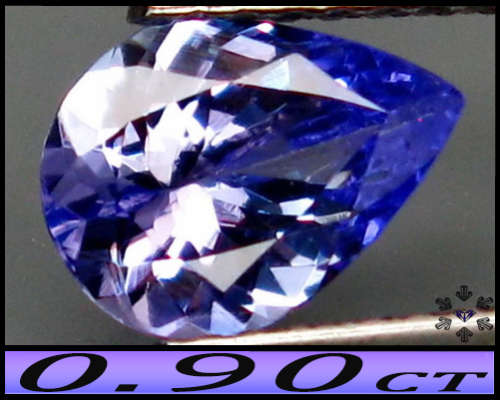0.90ct Unheated Purplish Intense Blue Tanzanite - VS - Attractive Arusha Modern Facet Pear