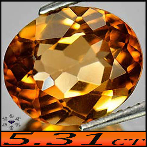 5.31ct Unheated Brazillian Topaz Gem - VVS - Medium Orangey Red Slightly Brownish Oval