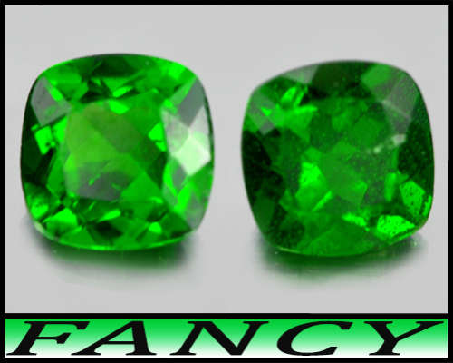 0.90ct Russian Vivid Green Chrome Diopside - VS - Two Unheated Matching Cushions